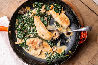 Chicken Fillets with Mushrooms and Cider Brandy 