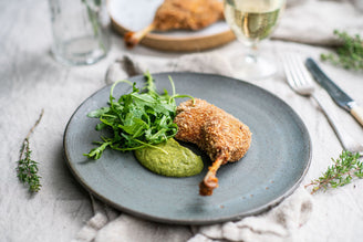Crispy Duck Legs with Courgette & Basil Sauce