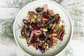 Crispy Lamb with Beetroot, Red Onion & Fennel Salad | Pipers Farm Recipe