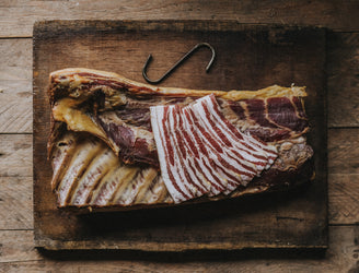 Award winning bacon. Traditionally Cured Beechwood Smoked Streaky Bacon. High Welfare Bacon.