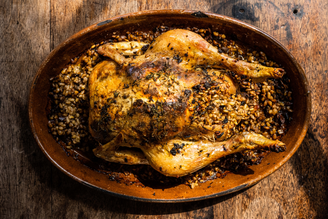 Chicken Stuffed with Ceps & Spelt