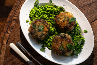 Ling Fishcakes with Smashed Minted Peas | Pipers Farm Recipe | Sustainably Sourced Fish Seafood Recipe Rockfish | Family Favourites | Seasonal Eating