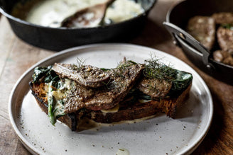 Lambs Liver on Toast with Creamed Spinach & Anchovy