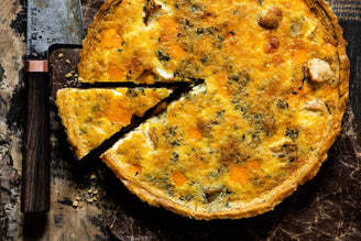 Pumpkin, Chicken, Thyme & Hazelnut Tart