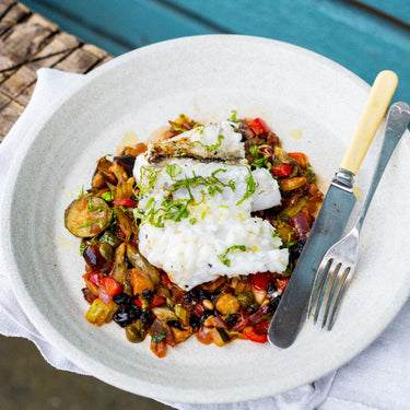 Fire Cooked Monkfish with Caponata, by Mitch Tonks