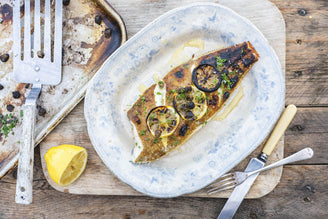 Wood Oven Roasted Lemon Sole with Simple Caper Dressing, by Mitch Tonks