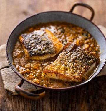 Hake with Indian Masala Carrot Dhal