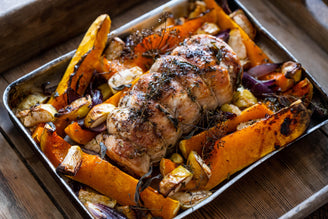 Herby Roast Turkey Breast with Apples, Red Onions & Squash, by Gill Meller RECIPE