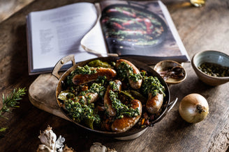 Green Lentils with Sausages & Salsa Verde and a copy of the Pipers Farm Cook Book