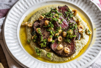 Fillet Steak with Cauliflower Puree, Hazelnuts & Brown Butter