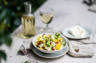 Courgette Ribbons with Bacon & Feta Salad