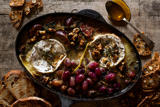 Warm Winter Cheeseboard, by Abby Allen | Pipers Farm Recipe | Seasonal Eating Warm Baked Baron Bigod Cheese Sharing Dish Recipe