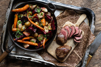 Rump Steak with Roasted Summer Roots