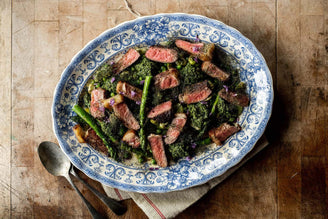 Salad of Sirloin Steak, Asparagus, Peas, Broad Beans & Herbs