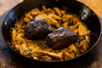 Venison Steaks with Winter Chanterelles & Brandy Sauce | Pipers Farm Recipe