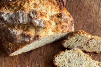 Bacon & Cheddar Bread Loaf, by Cherie Denham | Pipers Farm Recipe | Real Bread Week