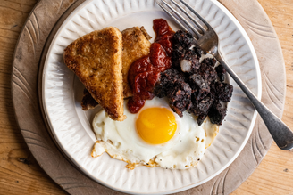 Fried Porridge With Black Pudding & Eggs | Pipers Farm Recipe