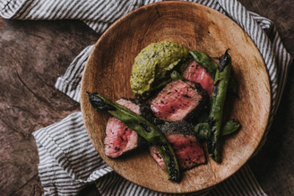 Minty Saddle of Lamb with Courgette Sauce & Charred Broad Beans | Pipers Farm Recipe