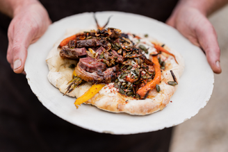 Roast Mutton Loin with Spiced Carrots, Flatbreads & Tahini, by Gill Meller | Pipers Farm Recipe