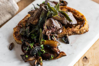 Savoury French Toast with Chicken Livers & Wild Mushrooms | Pipers Farm Recipe