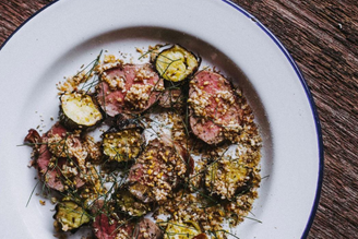 Pork Tenderloin with Summer Courgettes, Sesame Butter & Dukkah | Pipers Farm Recipe