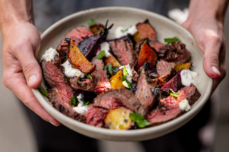 Fire Cooked Bavette Steak with Ember Roast Beetroots & Lovage | Pipers Farm Recipe