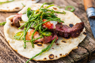 Bavette Steak & Lobster Tacos with Pickled Samphire, By Gill Meller | Pipers Farm Recipe