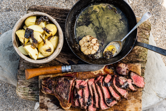Sirloing Steak with Seaweed & Garlic Butter, by Gill Meller | Pipers Farm Cookbook Recipe | Gill Meller Recipe