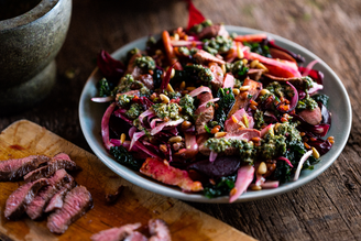 Warm Winter Lamb Salad with Mint & Anchovy Dressing | Pipers Farm Recipe