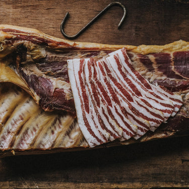 High Welfare Free Range Bacon. All our bacon is dry-cured and air dried in the same time-honoured tradition