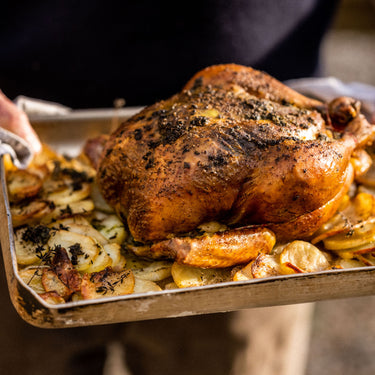 Our properly free range and award-winning roasting chickens have a proper depth of flavour owing to their natural diet. Order High Welfare Roasting Chicken