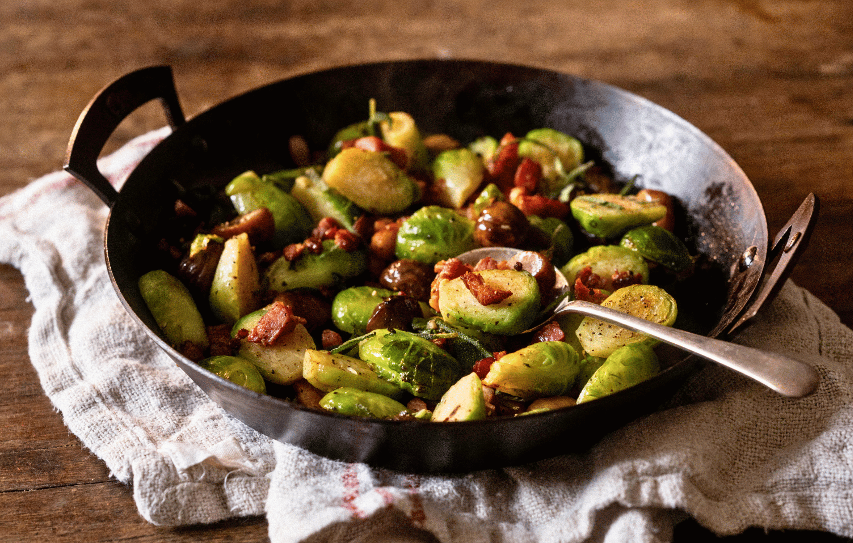Brussel Sprouts with Bacon Lardons & Chestnuts FieldGoods Meals