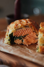 Chalkstream Trout Wellington with Quickes Cheddar & Spinach