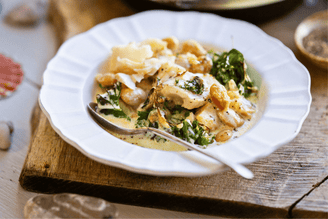 Smoked Haddock, Kale & Butter Bean Gratin recipe from Pipers Farm Cookbook