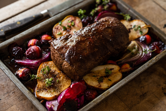 Venison Saddle Fillet with Roasted Orchard Fruit