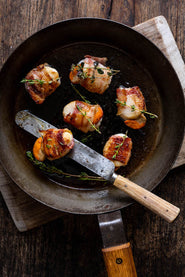 Scallops in Bacon. Christmas fish delivered. Hand Dived Scallops. Luxury Seafood. 
